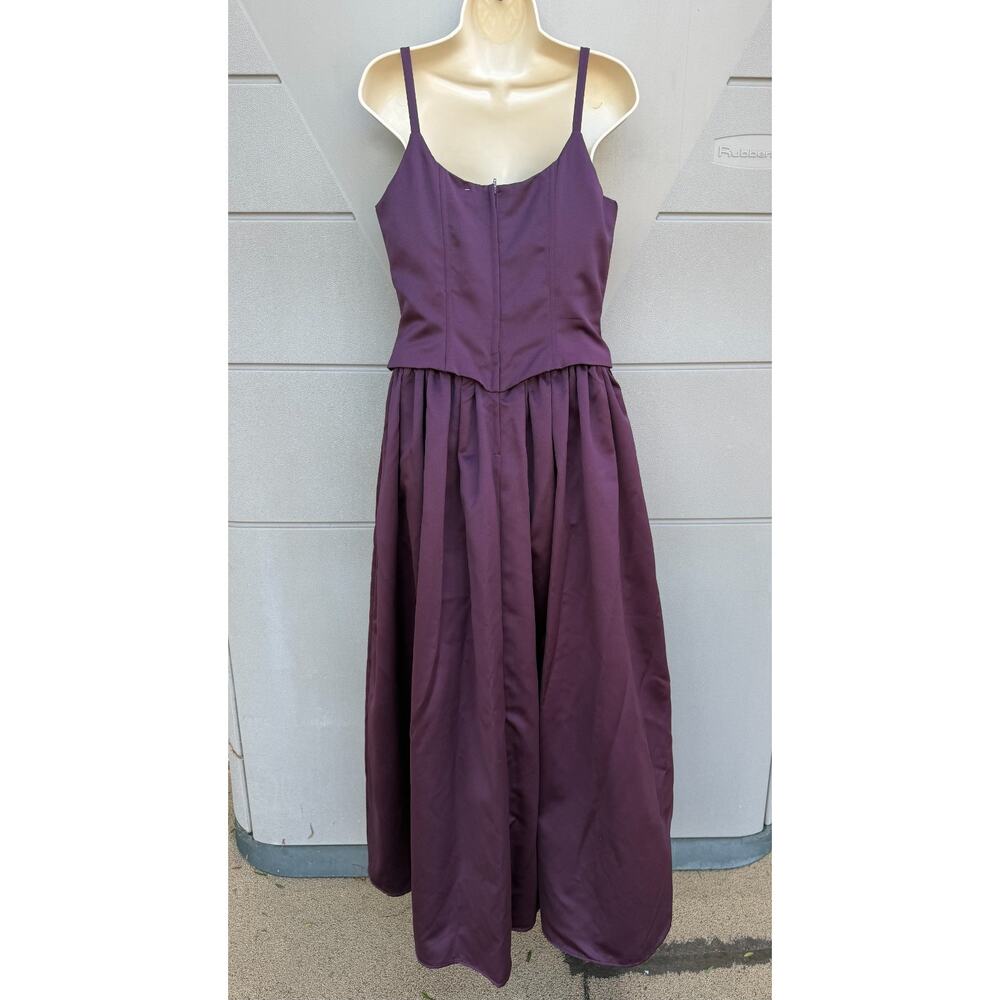 VTG Jessica McClintock Burgundy Satin Basque Waist Sz 12 Gothic Vamp Whimsigoth - Picture 7 of 12